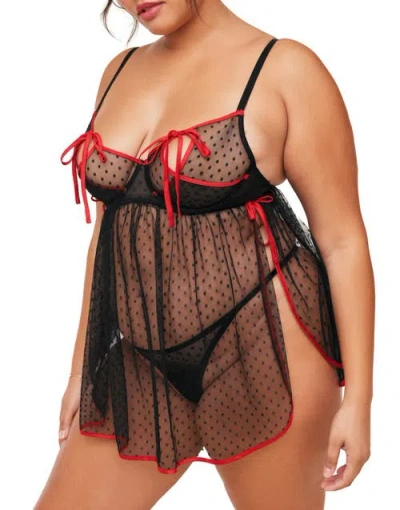 Adore Me Noemi Babydoll Lingerie In Black