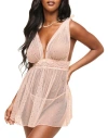 Adore Me Novah Babydoll & G-string Set Lingerie In Light Beige