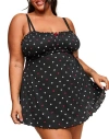 Adore Me Ophylia Babydoll & Hipster Set In Heart Black