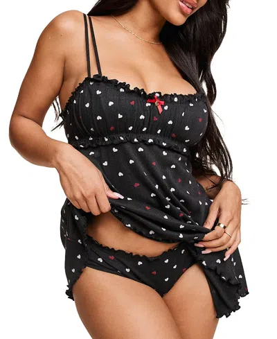 Adore Me Ophylia Women's Babydoll & Hipster Set In Black