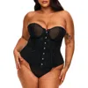 Adore Me Padma Sweetheart Corset & G-string Set In Black