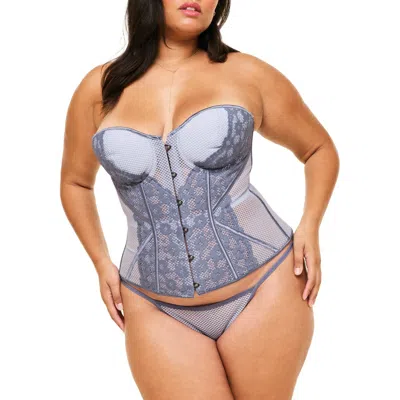 Adore Me Padma Sweetheart Corset & G-string Set In Dark Grey