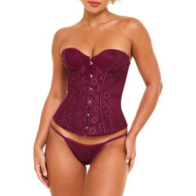 Adore Me Padma Sweetheart Corset & G-string Set In Dark Purple