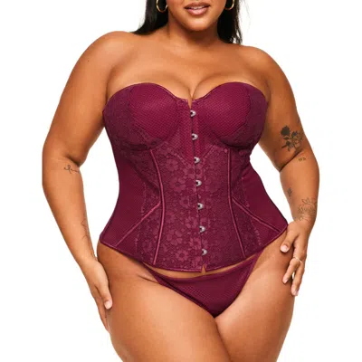 Adore Me Padma Sweetheart Corset & G-string Set In Dark Purple