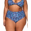 Adore Me Pilar Swimwear High Waisted Bikini Bottom In Floral Purple