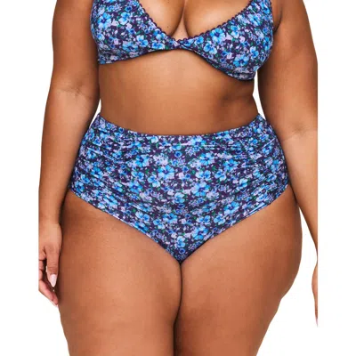 Adore Me Pilar Swimwear High Waisted Bikini Bottom In Floral Purple