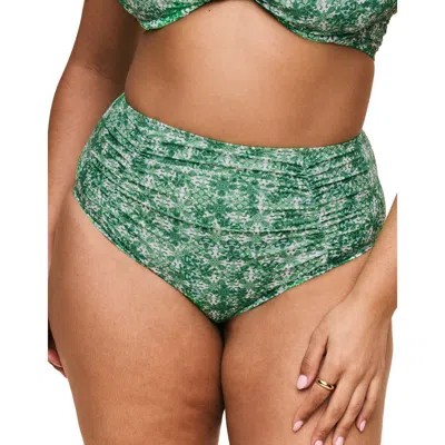 Adore Me Pilar Swimwear High Waisted Bikini Bottom In Geo Green