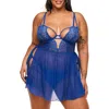 Adore Me Rae Unlined Babydoll & G-string Set Lingerie In Blue