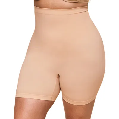 Adore Me Reece High-waisted Smoothing Shorts In Light Beige