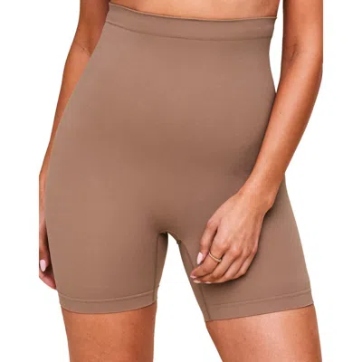Adore Me Reece High-waisted Smoothing Shorts In Medium Beige
