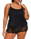 Adore Me Regin Cami & Shorts Set Lingerie In Black