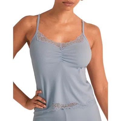 Adore Me Rib Knit & Lace Cami Top In Blue