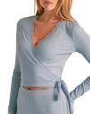 Adore Me Rib Knit Ballet Wrap In Blue