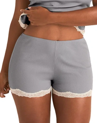 Adore Me Rib Knit Biker Short In Gray