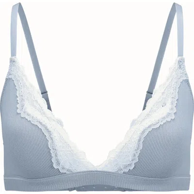 Adore Me Rib Unlined Bralette Bra In Blue