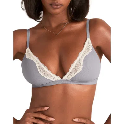 Adore Me Rib Unlined Bralette Bra In Gray