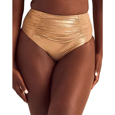 Adore Me Rina Swimwear High-waist Bikini Bottom In Gold