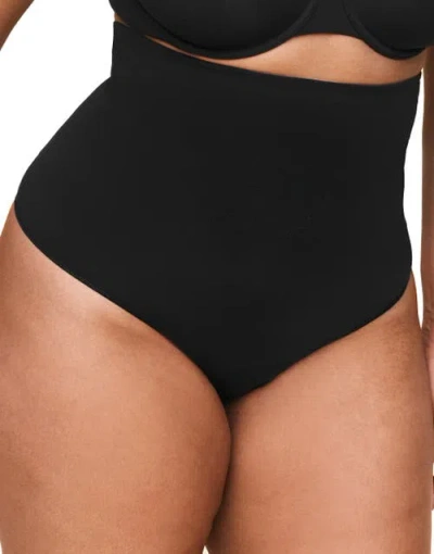 Adore Me Riya High-waisted Smoothing Thong In Black