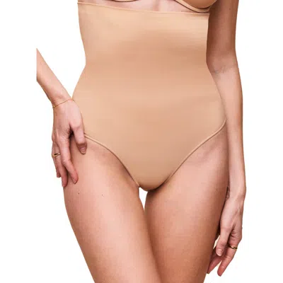 Adore Me Riya High-waisted Smoothing Thong In Light Beige