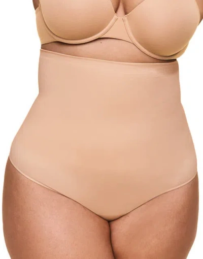 Adore Me Riya High-waisted Smoothing Thong In Light Beige