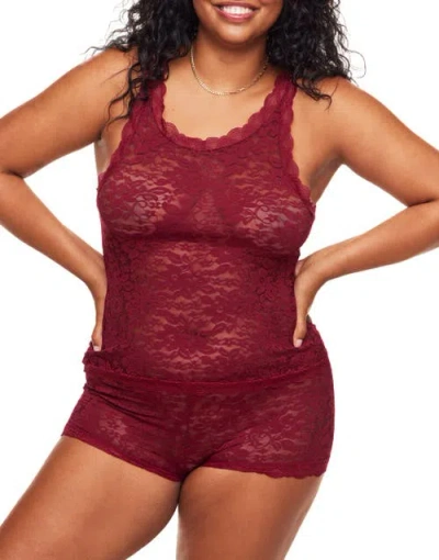 Adore Me Roanne Tank & Shortie Set Lingerie In Dark Red