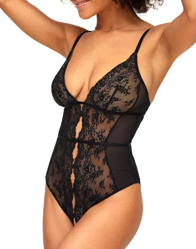 Adore Me Rosie Crotchless Bodysuit Lingerie In Black