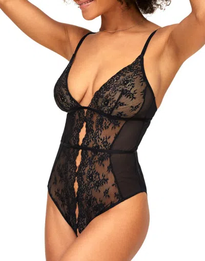 Adore Me Rosie Crotchless Bodysuit Underwear In Black