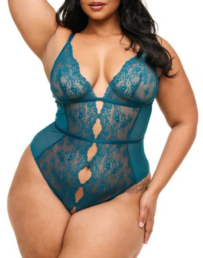 Adore Me Rosie Crotchless Bodysuit Lingerie In Dark Blue