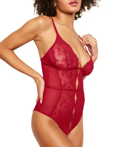 Adore Me Rosie Crotchless Bodysuit Underwear In Dark Red