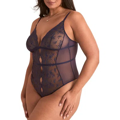Adore Me Rosie Crotchless Bodysuit Lingerie In Blue