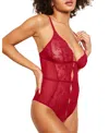 Adore Me Rosie Crotchless Bodysuit Lingerie In Dark Red