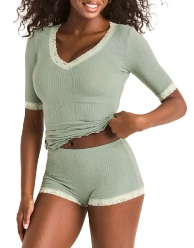 Adore Me Roxie T-shirt & Hot Short Pj Set In Green