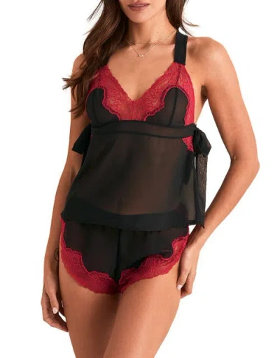 Adore Me Sabreina Camisole & Flutter Short Set Lingerie In Black