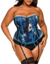 Adore Me Serene Corset & Thong Set In Blue Floral