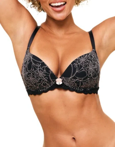 Adore Me Shea Push Up Plunge Bra In Novelty Black