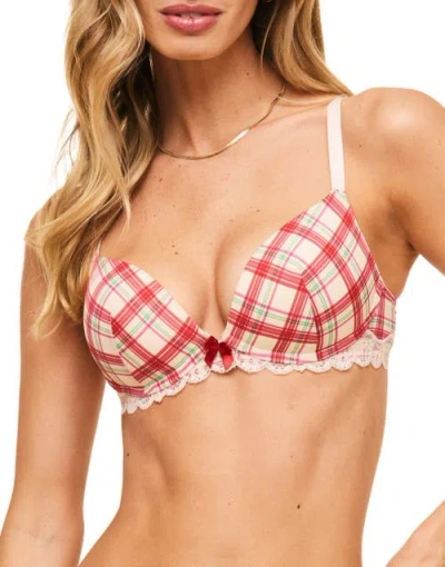 Adore Me Shea Push Up Plunge Bra In Plaid Red