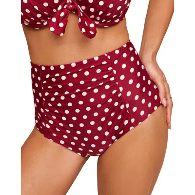 Adore Me Shelby Swimwear High Waist Bikini Bottom In Dot Red