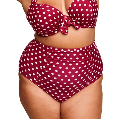 Adore Me Shelby Swimwear High Waist Bikini Bottom In Dot Red
