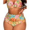 Adore Me Shelby Swimwear High Waist Bikini Bottom In Floral Orange
