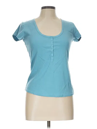 Pre-owned Adore Me Short Sleeve Henley Shirt In Blue