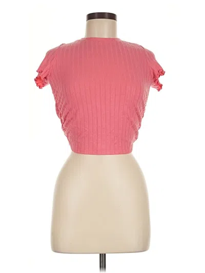 Pre-owned Adore Me Short Sleeve Top Pink Ruffles Neckline Tops