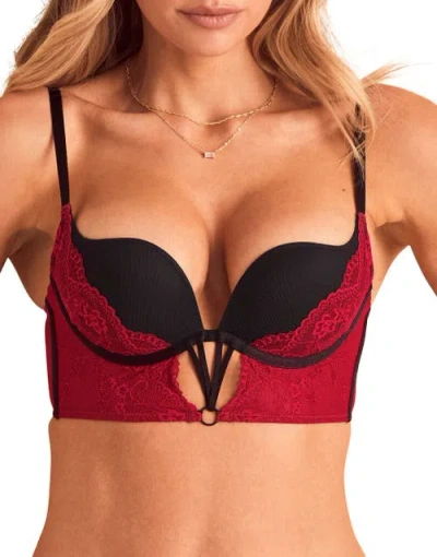 Adore Me Skarlett Push Up Plunge Bra In Red