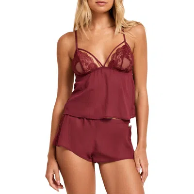 Adore Me Soraya Cami And Short Lace Set Lingerie In Dark Red