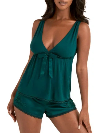 Adore Me Starsha Pajama Tank & Shorts Sleep Set In Green