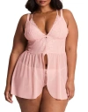 Adore Me Stevie Babydoll & G-string Set Lingerie In Pink