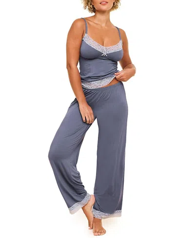 Adore Me Suzanna Pajama Cami And Pants Set In Dark Grey
