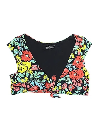 Pre-owned Adore Me Swimsuit Top Black Floral Pattern Swimwear
