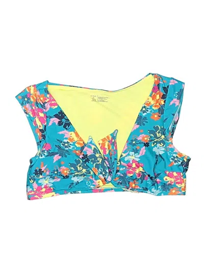 Pre-owned Adore Me Swimsuit Top Blue Floral Pattern Swimwear