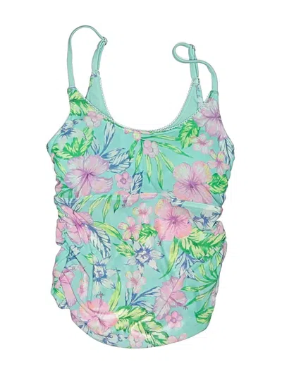 Pre-owned Adore Me Swimsuit Top Blue Floral Pattern Swimwear