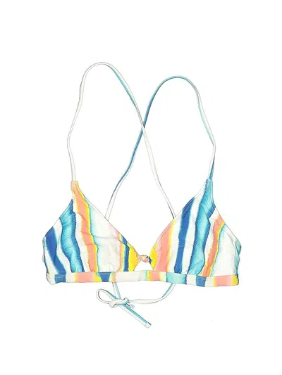 Pre-owned Adore Me Swimsuit Top Blue Stripes Pattern Swimwear